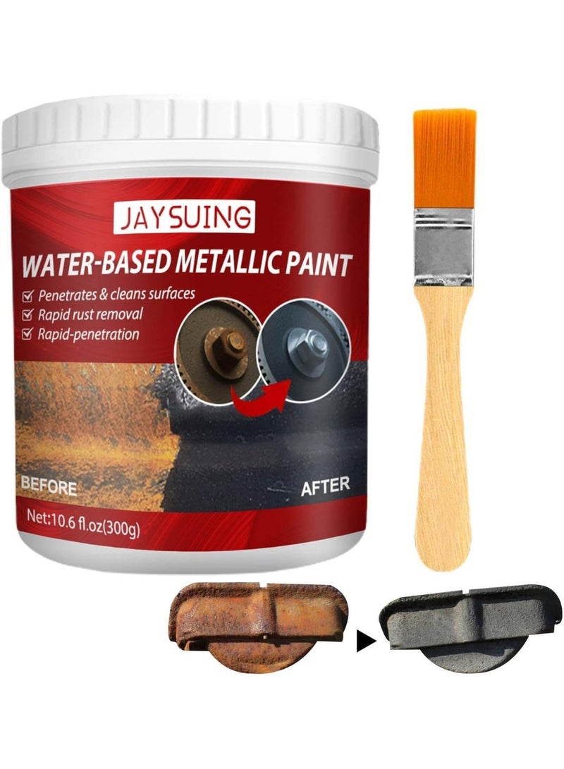 JAYSUING Water-Based Metallic Paint Rust Remover Coating Water-based metallic paint designed to remove rust, protect metal surfaces, prevent corrosion, provide long-lasting shine, easy brush application, fast drying, suitable for indoor and outdoor metal use. - Image 1